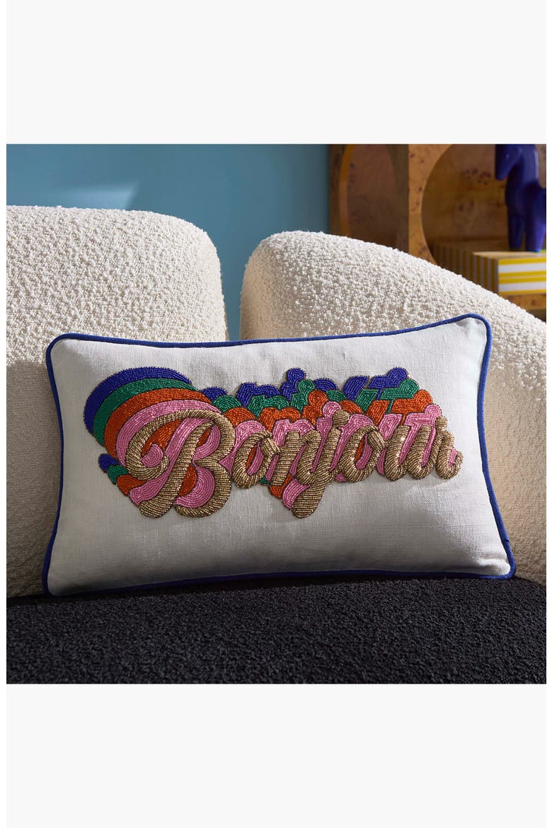 Bonjour Beaded Pillow, Alternate, color, Multicolor