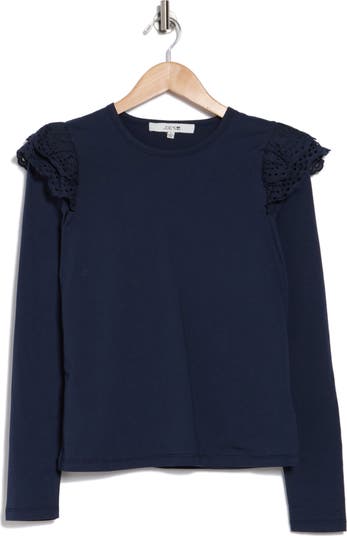 Eyelet Ruffle Long Sleeve Top