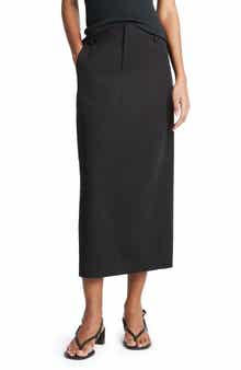 Vince Straight Fit Stretch Cotton Midi Skirt