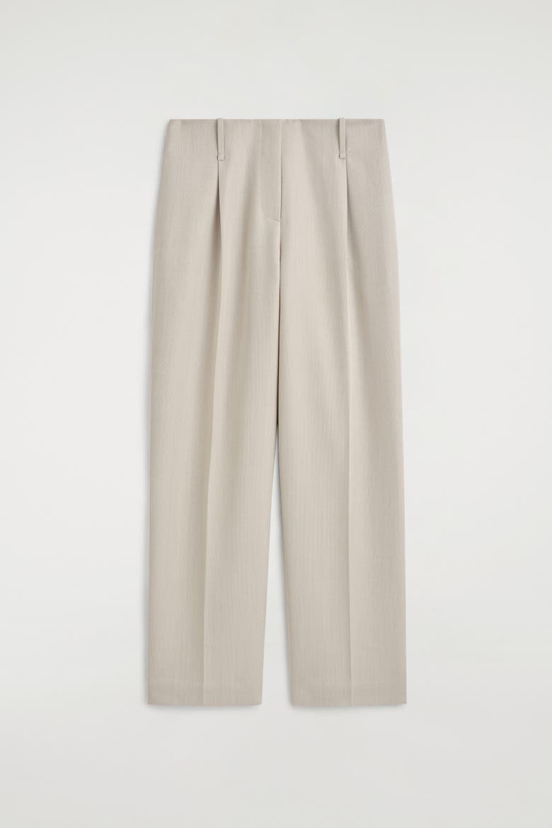 Pleated Wool-Blend Straight-Leg Pants, Alternate, color, LIGHT BEIGE