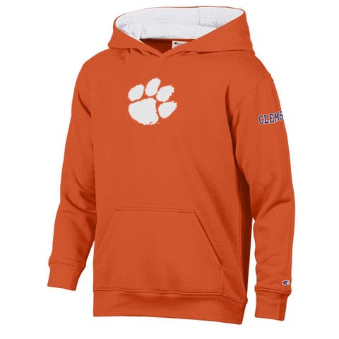Youth Champion  Orange/White Clemson Tigers Volume Fleece Hoodie