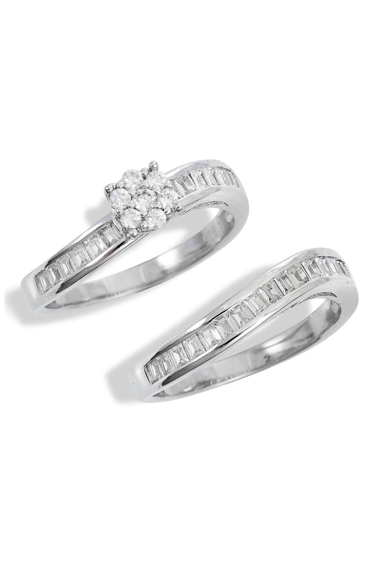Set of 2 Cubic Zirconia Rings, Main, color, STERLING SILVER
