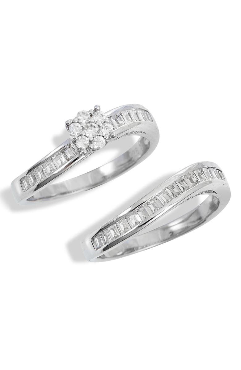 SAVVY CIE JEWELS Set of 2 Cubic Zirconia Rings, Main, color, Sterling Silver