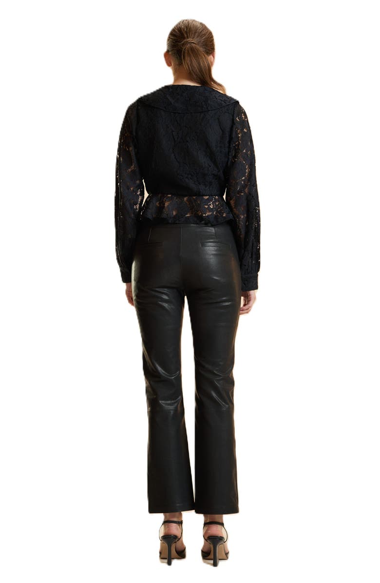 Cynthia Rowley V Neck Lace Blouse, Alternate, color, Black