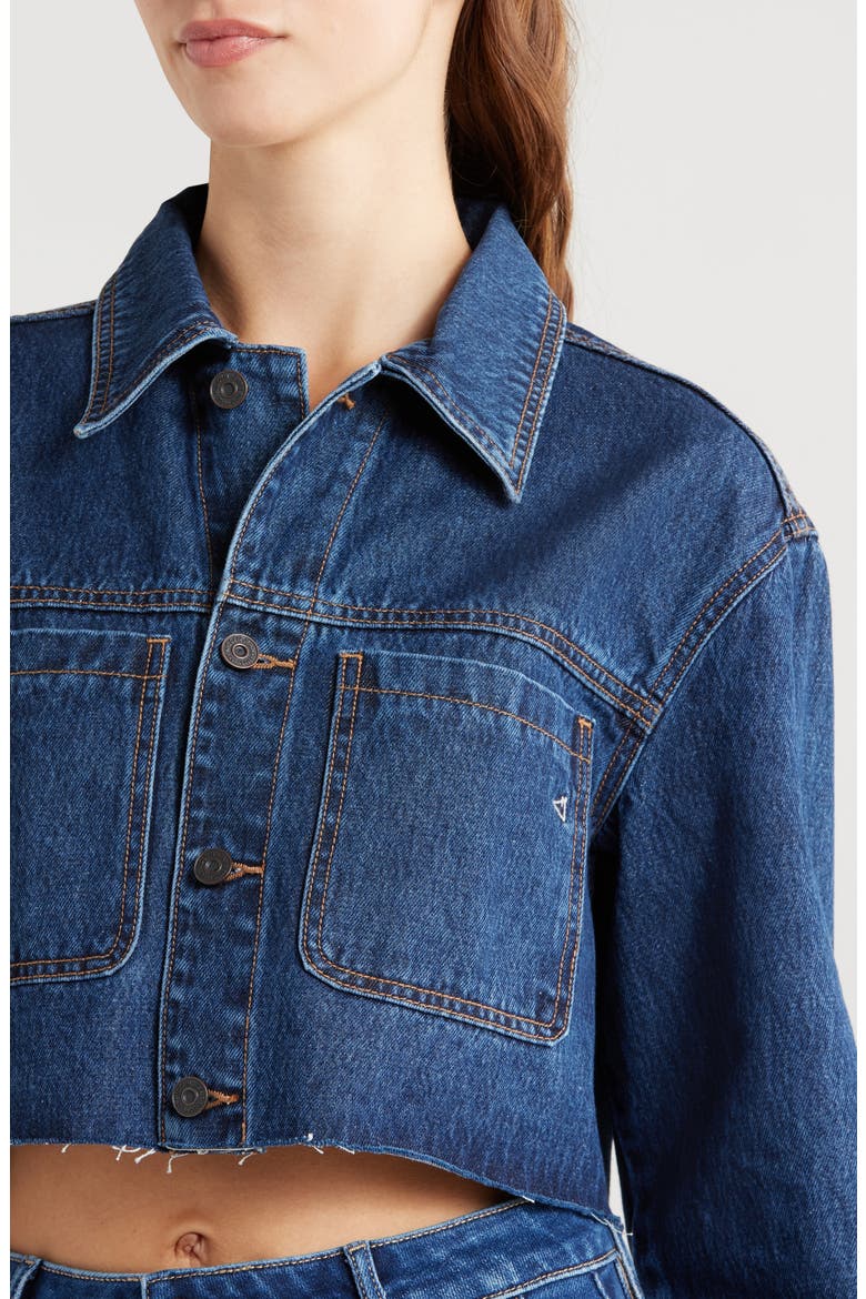 Classic Crop Denim Jacket, Alternate, color, DARK WASH
