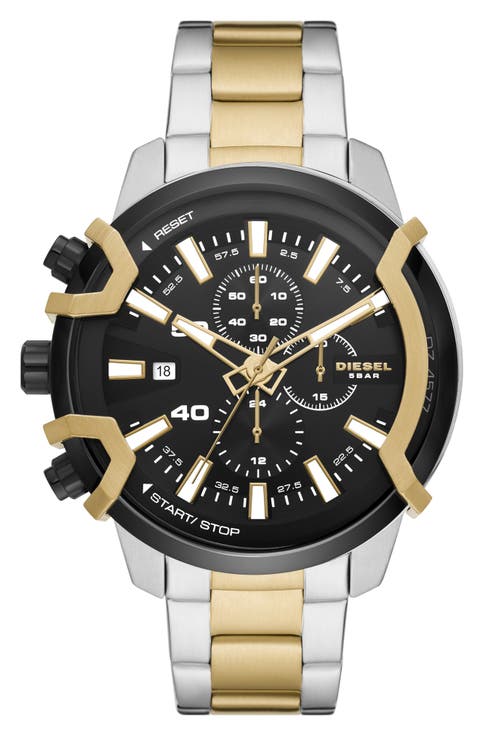 Griffed Chronograph Two Tone Bracelet Watch, 48mm