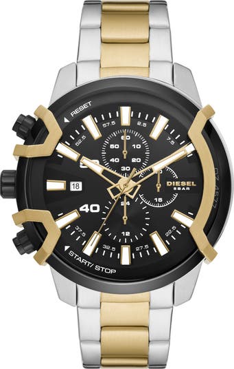 Griffed Chronograph Two Tone Bracelet Watch, 48mm