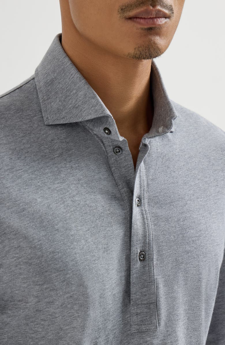 Brunello Cucinelli Polo with shirt collar, Alternate, color, Medium Grey