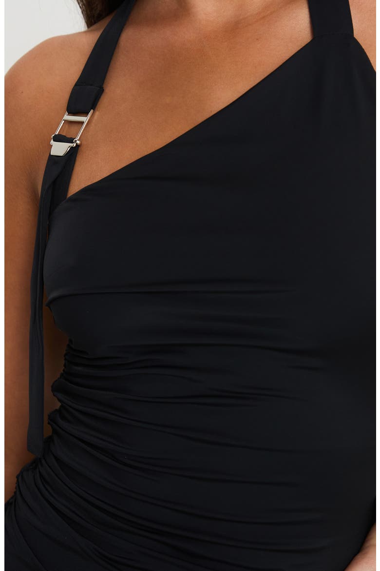 Collyer Ruched Halter Minidress, Alternate, color, BLACK