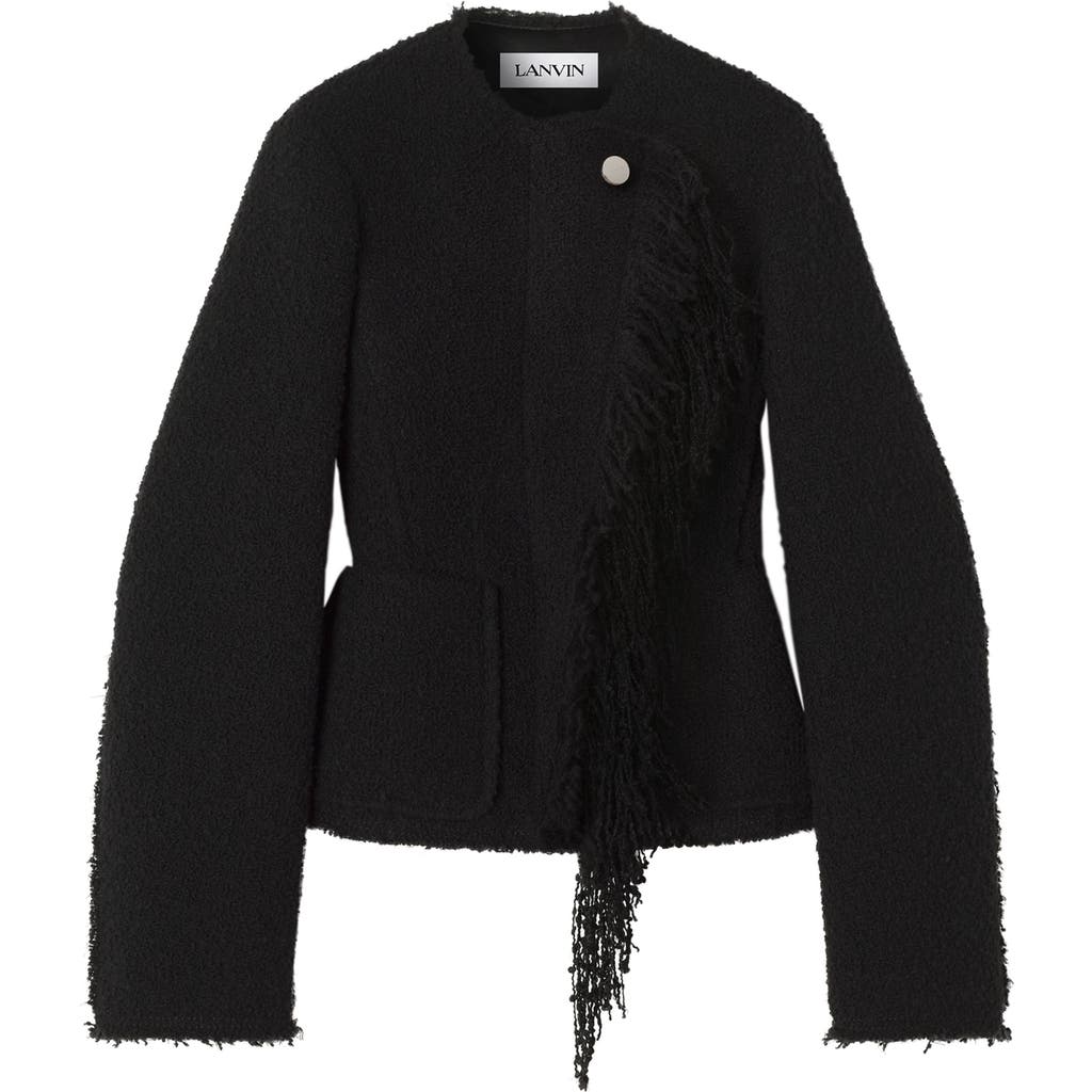 Lanvin Asymmetrical Fringe Blazer Button Detail In Black