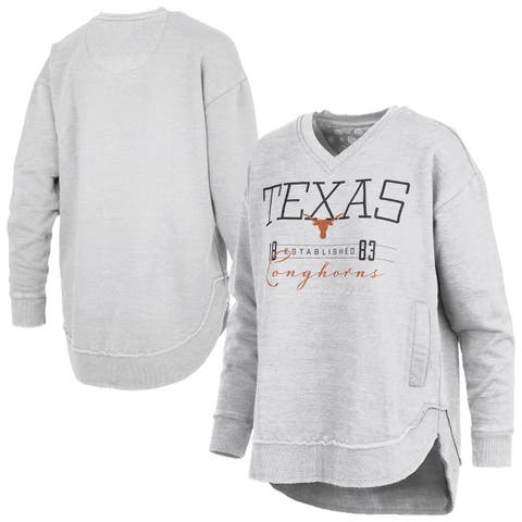 Women's Pressbox  Heather Gray Texas Longhorns Marcus East Hall Poncho V-Neck Sweatshirt