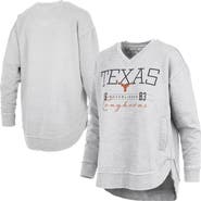 PRESSBOX Women's Pressbox Heather Gray Texas Longhorns Marcus East Hall Poncho V-Neck Sweatshirt