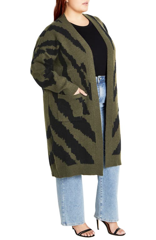 City Chic Earn Your Stripes Cardigan In Gray