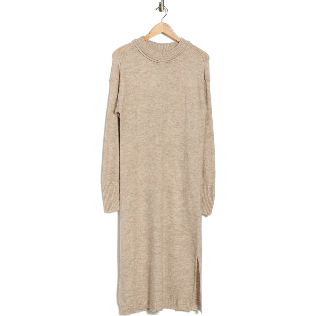 Stitchdrop Highline Long Sleeve Cotton Sweater Dress In Neutral