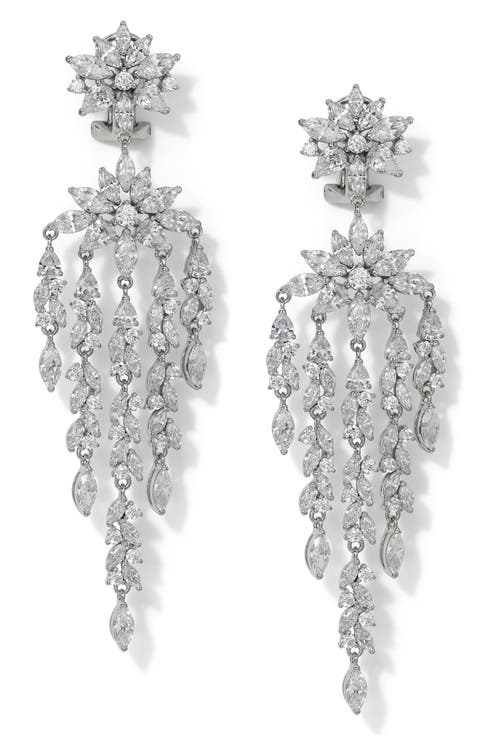 Sav Drama Cubic Zirconia Chandelier Earrings