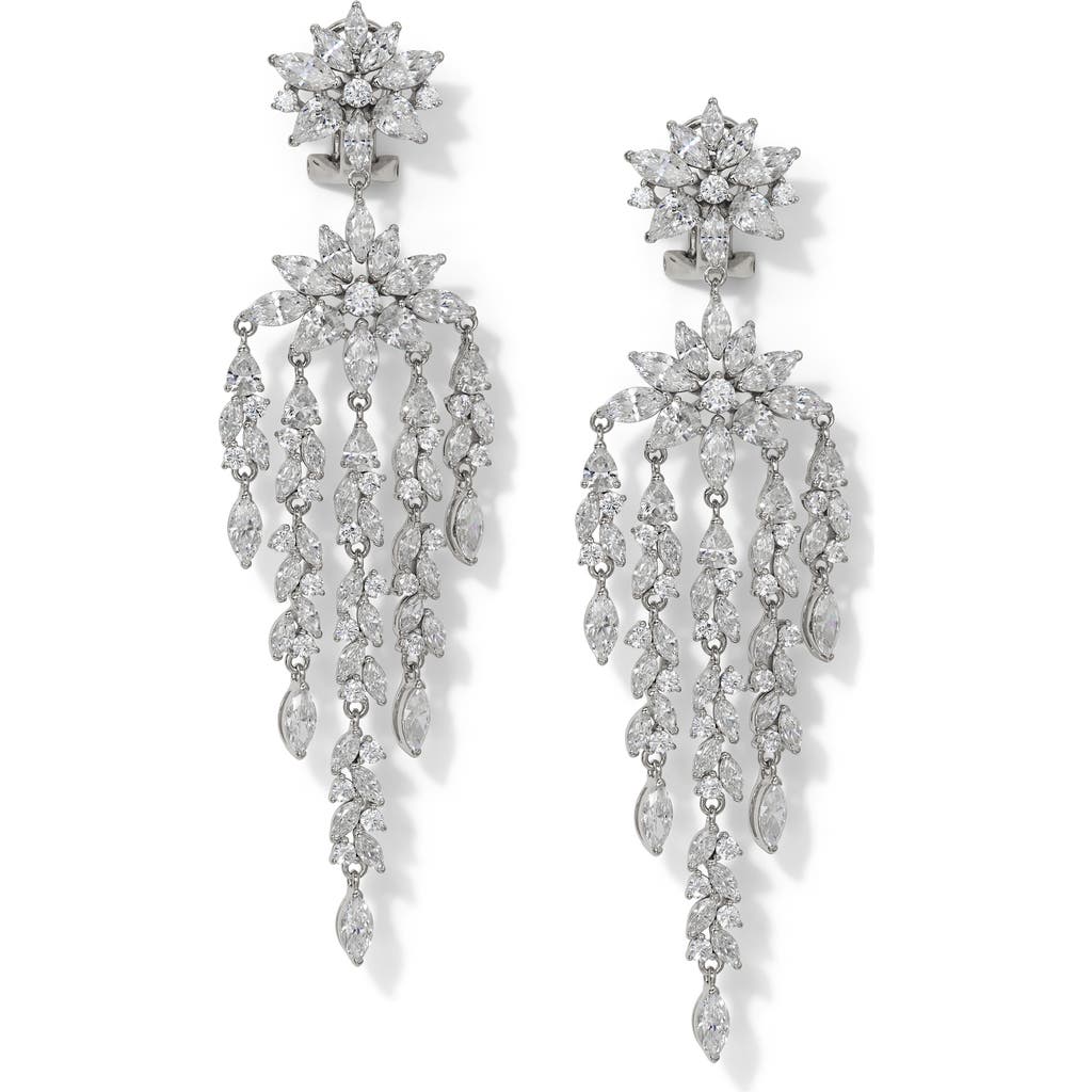 Nadri Sav Drama Cubic Zirconia Chandelier Earrings in Rhodium