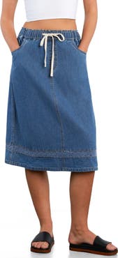 HINT OF BLU Daisy Chain Inset Denim Drawstring Skirt