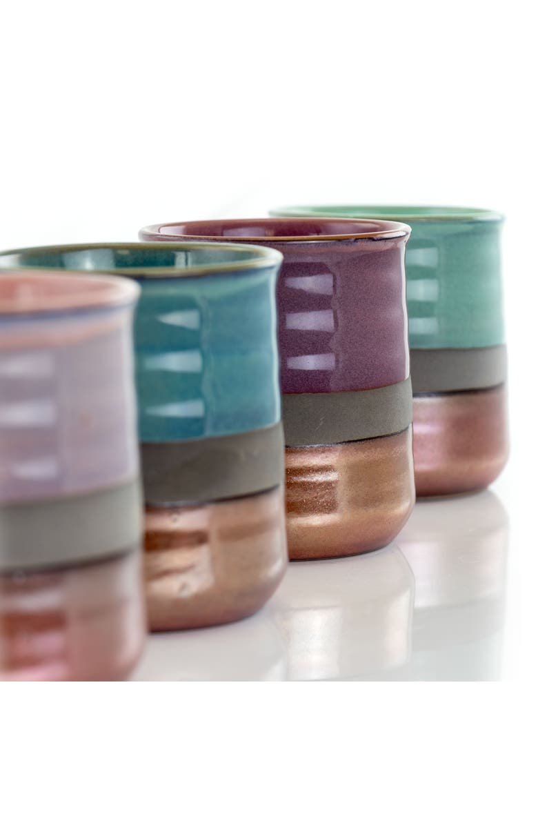 Gibson Home Copper Tonal 4 Piece 18 Ounce Round Stoneware Mug Set, Alternate, color, Brown