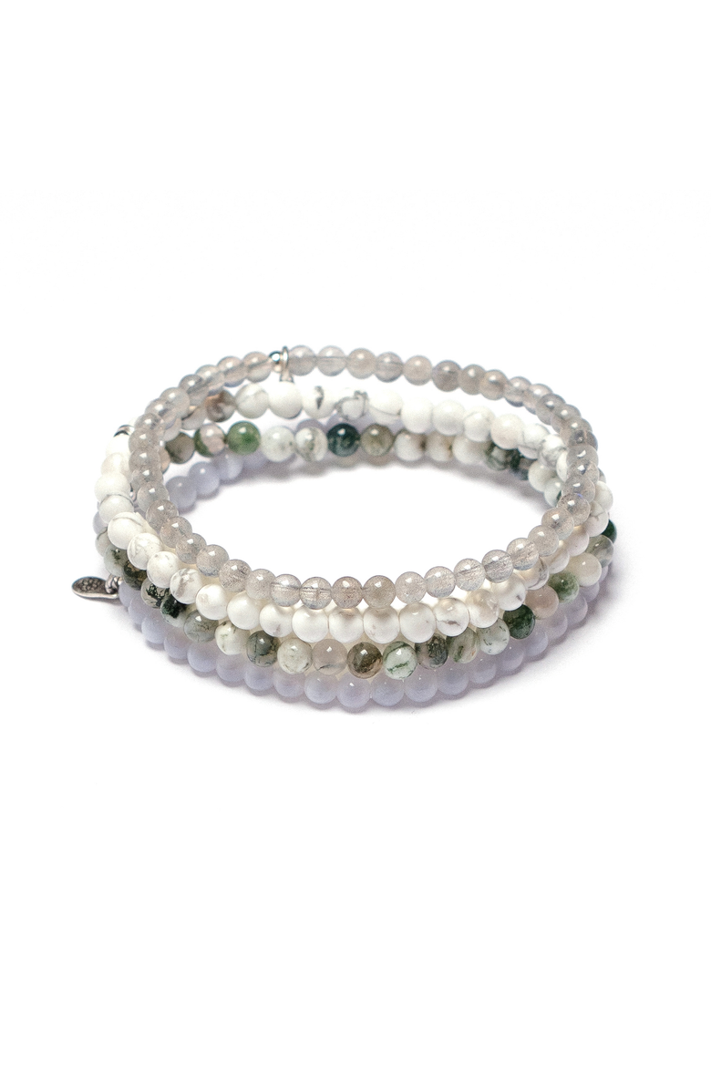 Tiny Rituals Serene & Stress Free Gemstone Bracelet Pack, Main, color, Light Blue Serenity