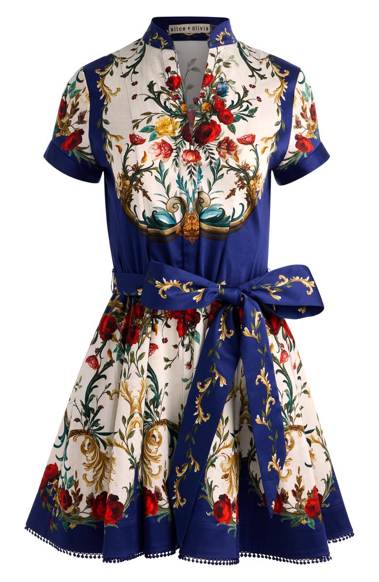 Alice + Olivia Lucy Floral Shirtdress, Alternate, color, Gilded Rose