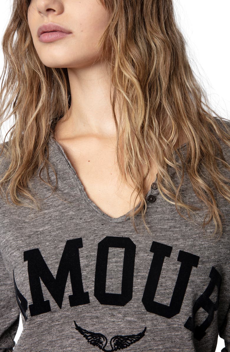 Zadig & Voltaire Overydye Long Sleeve Graphic Cotton Tee, Alternate, color,