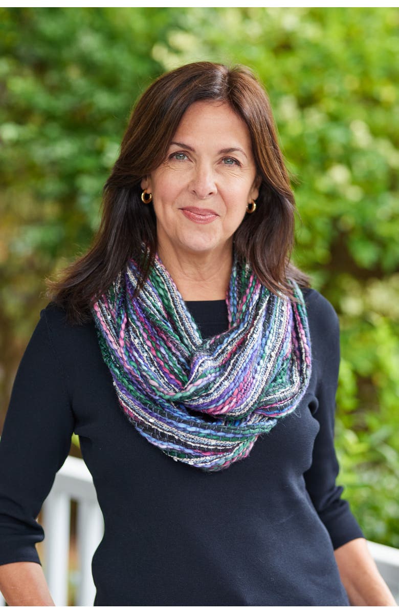 Feelgoodz Artisan Woven Luna Infinity 100% Recycled Acrylic Multi Colored Winter Scarf, Alternate, color, Woodstock