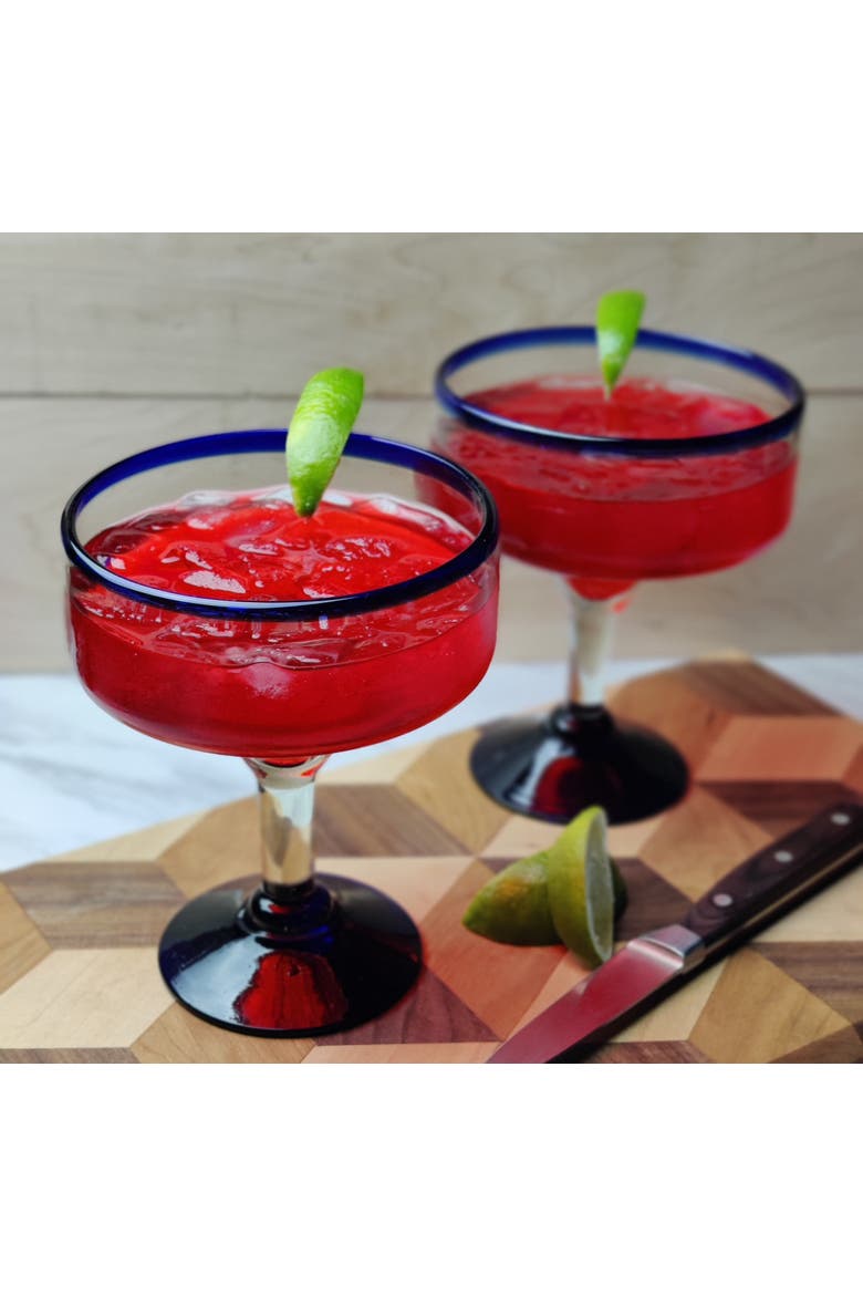 Rim Margarita Glasses - Set of 4, Alternate, color, Cobalt Rim