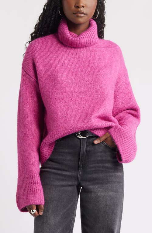 Treasure & Bond Fuzzy Turtleneck Sweater In Pink
