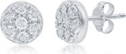 SIMONA Sterling Silver Bright Cut Diamond Cluster Round Stud Earrings - 0.02ct.