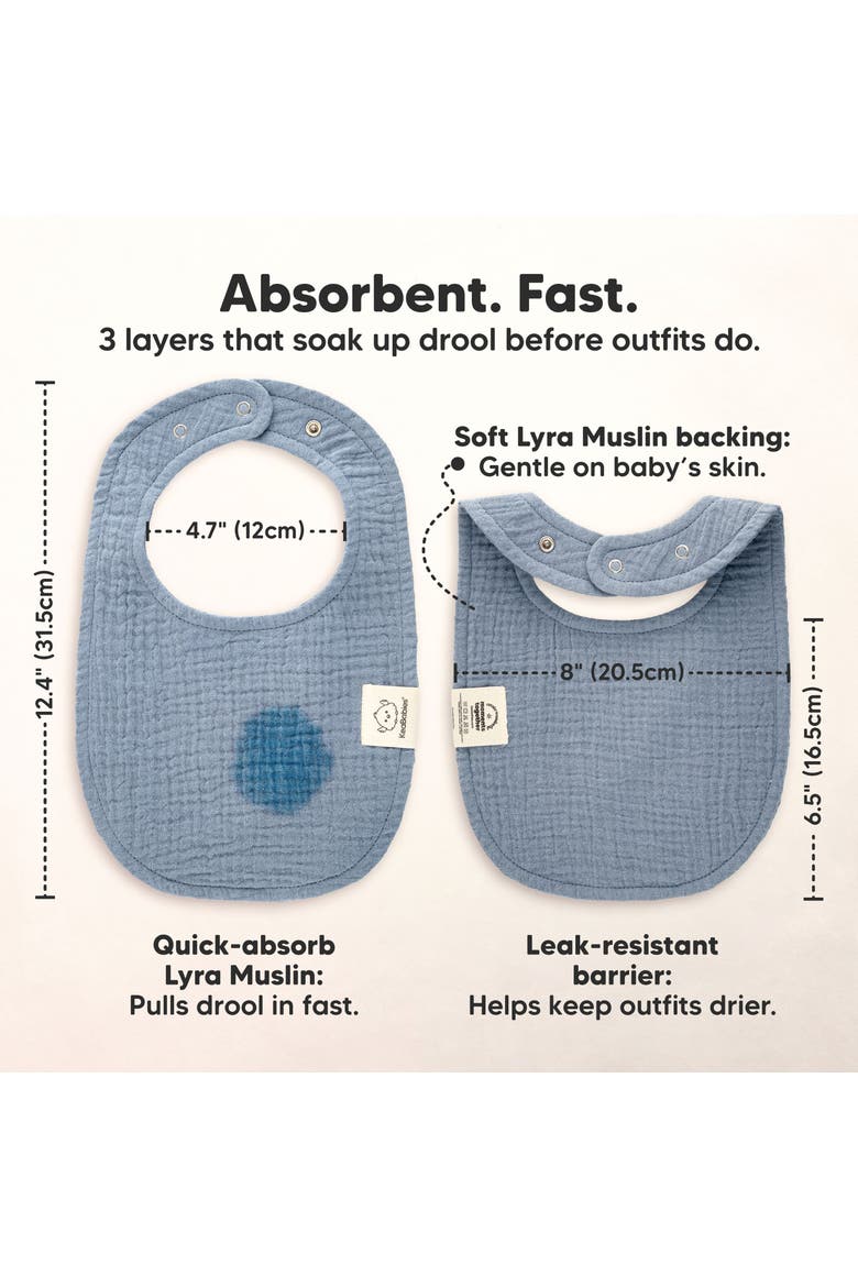 Lyra Muslin Drool Bibs, Alternate, color, Slate