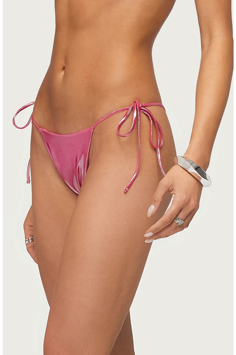 Seffey Metallic Side Tie Bikini Bottoms, Alternate, color, PINK