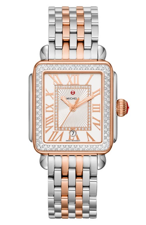 MICHELE <br \/>Deco Madison Diamond Dial Watch Head & Bracelet, 33mm <br \/> in Two-Tone Pg 