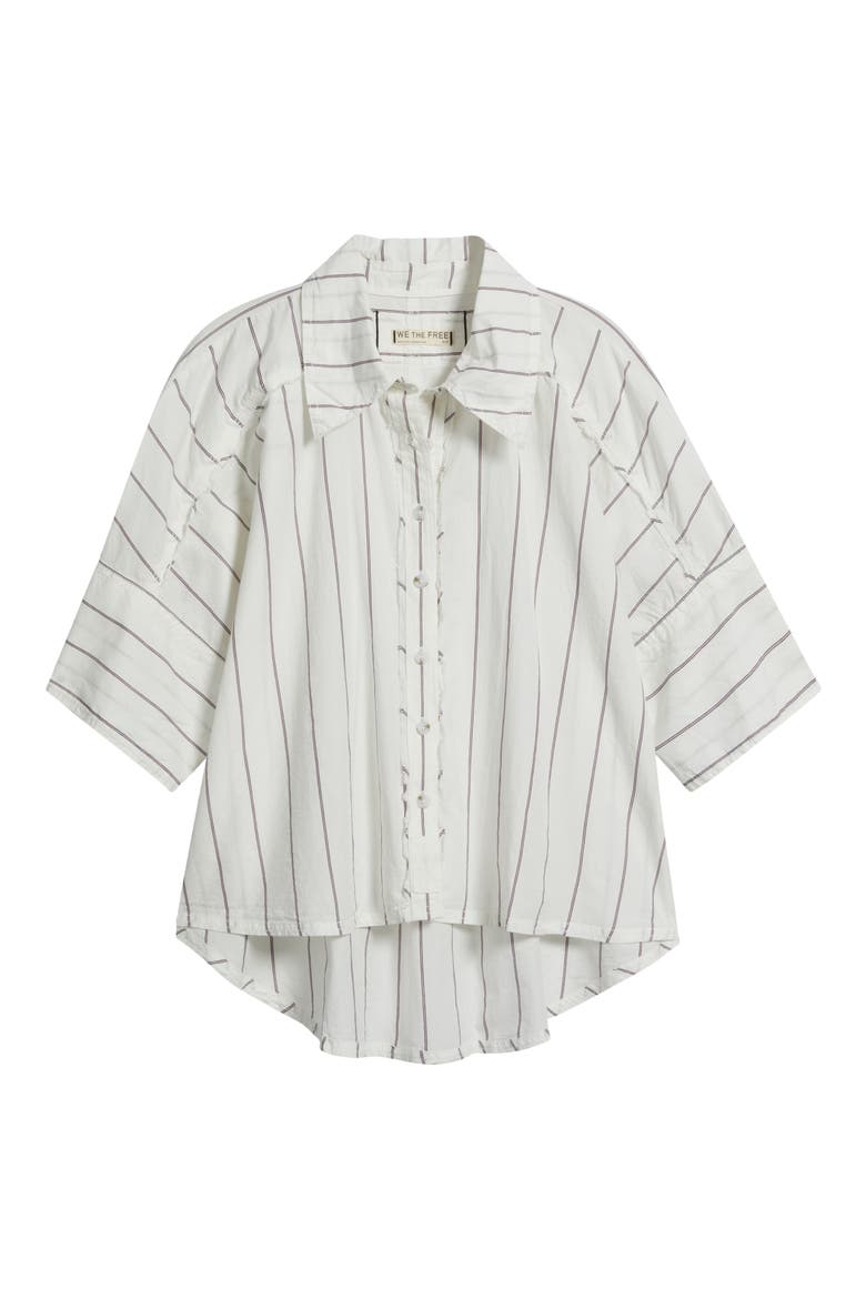 Seaside Stripe Cotton Shirt, Alternate, color, IVORY COMBO