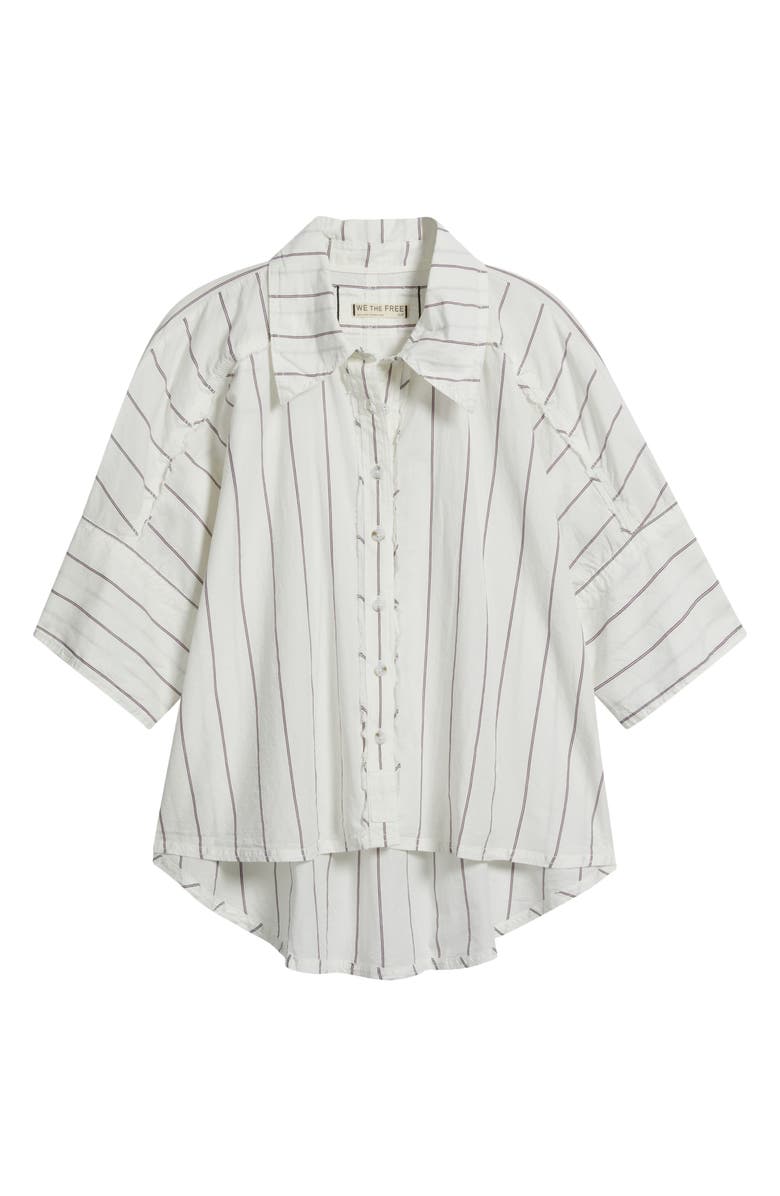 Free People Seaside Stripe Cotton Shirt, Main, color, Ivory Combo