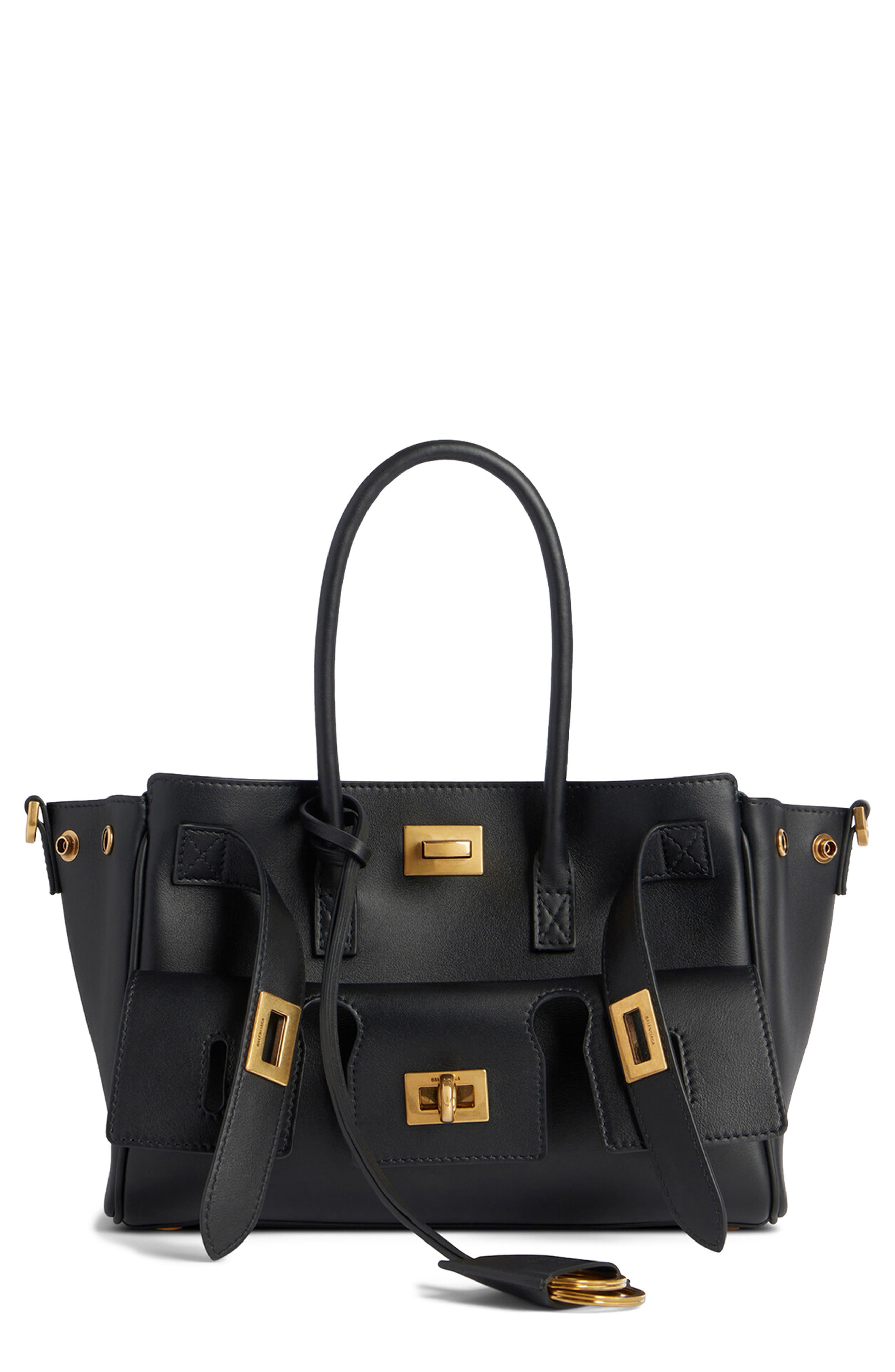 Balenciaga Mini Bel Air Leather Tote, Main, color, 1000 Black