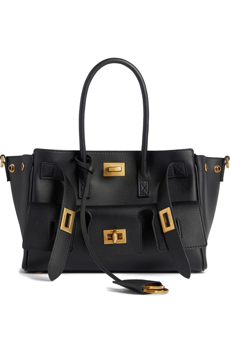 Balenciaga Mini Bel Air Leather Tote, Main, color, 1000 Black