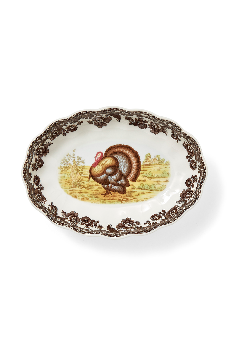 Woodland Turkey 6" Oval Fluted Dish, Main, color, Brown