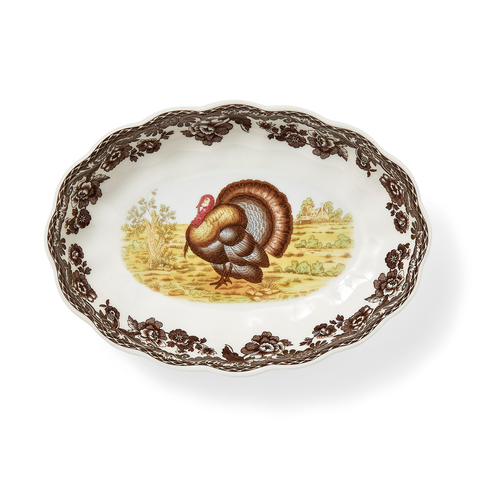 Woodland Turkey 6" Oval Fluted Dish