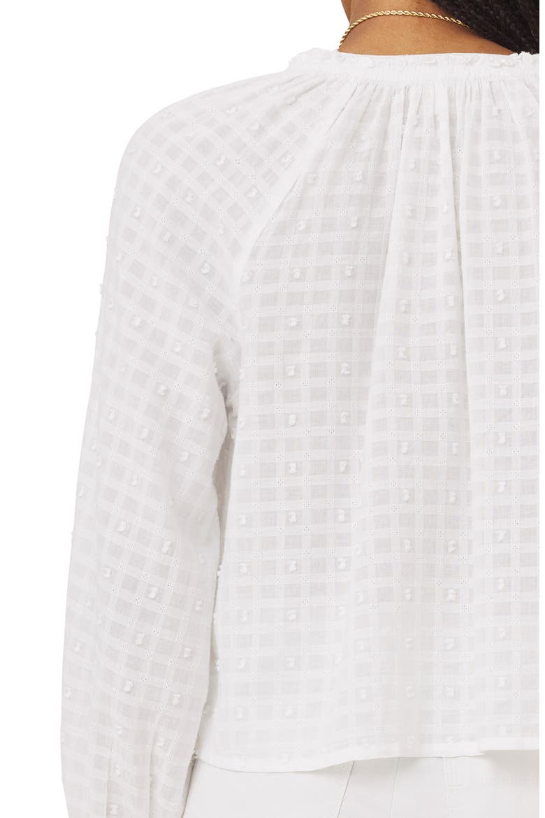 Fleur Clip Dot Tie Front Top, Alternate, color, WHITE