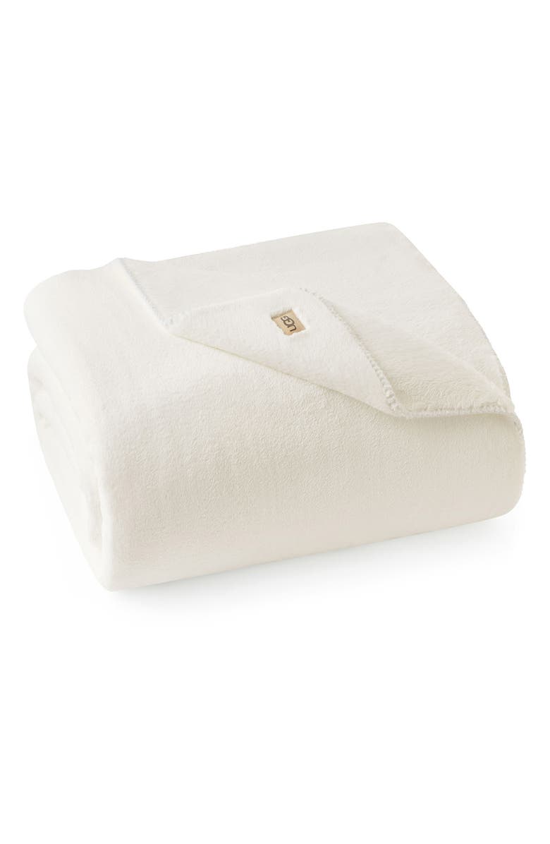 UGG<sup>®</sup> Whitecap Fleece Bed Blanket, Main, color, Snow