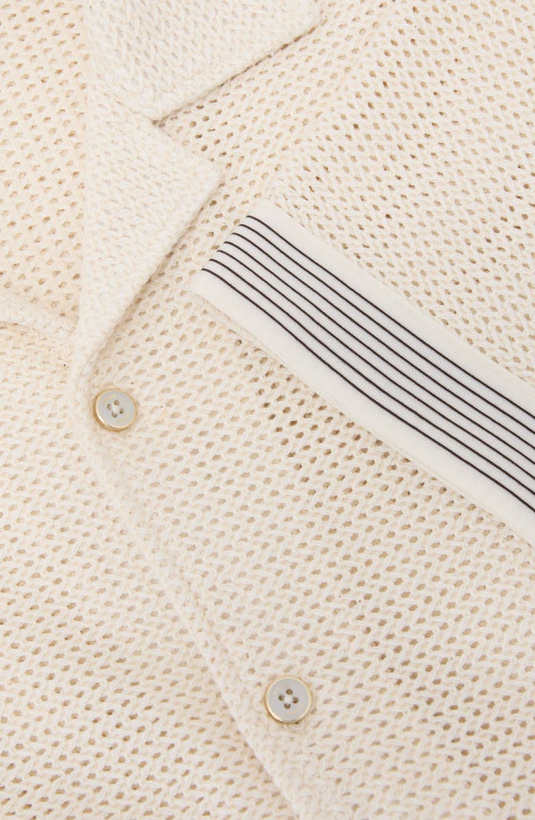 Reiss Aliso Open Knit Camp Shirt, Alternate, color, Off White