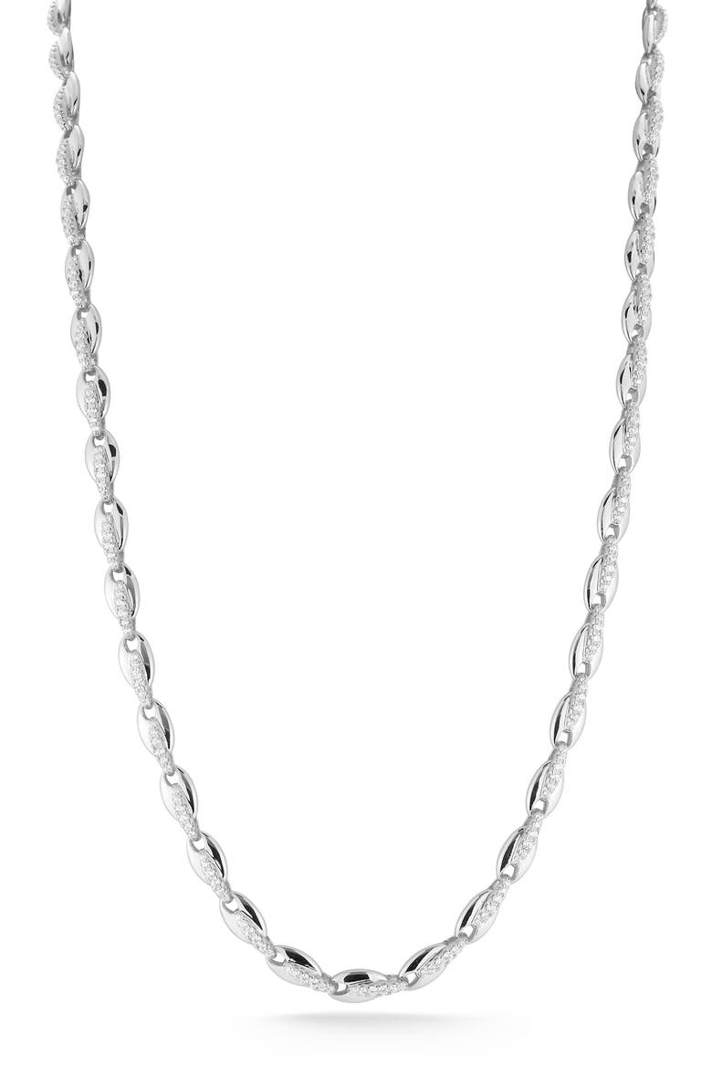 Cubic Zirconia Link Collar Necklace, Main, color, SILVER