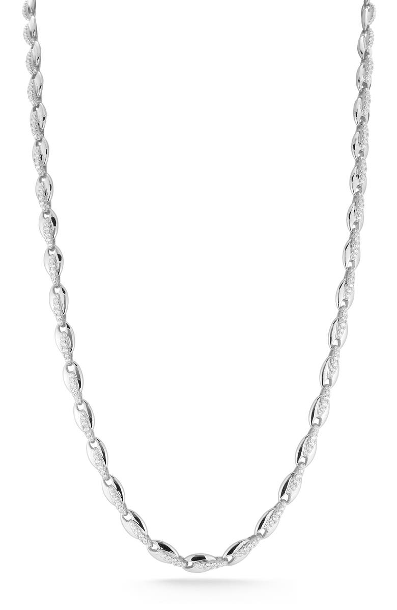 GLAZE JEWELRY Cubic Zirconia Link Collar Necklace, Main, color, Silver