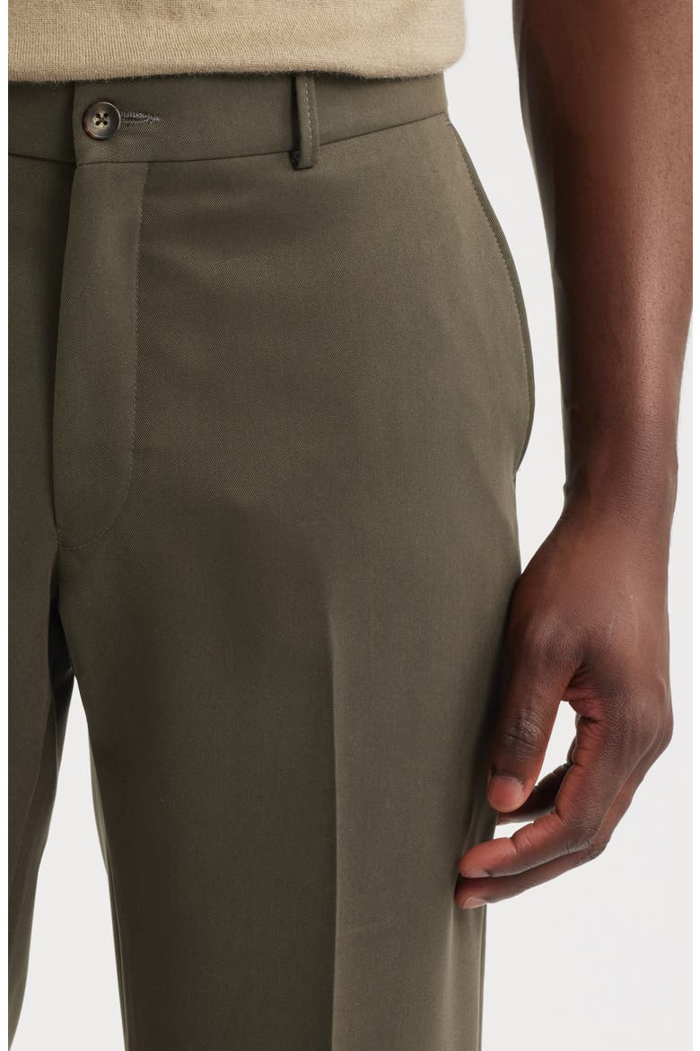 Nano Reflex Solid Flat Front Dress Pants, Alternate, color, DARK OLIVE