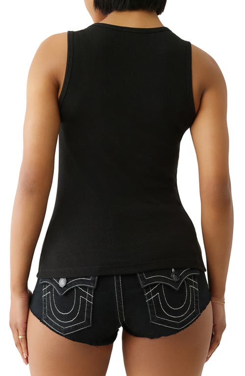 True Religion Embellished Heritage Logo Rib Tank In Black