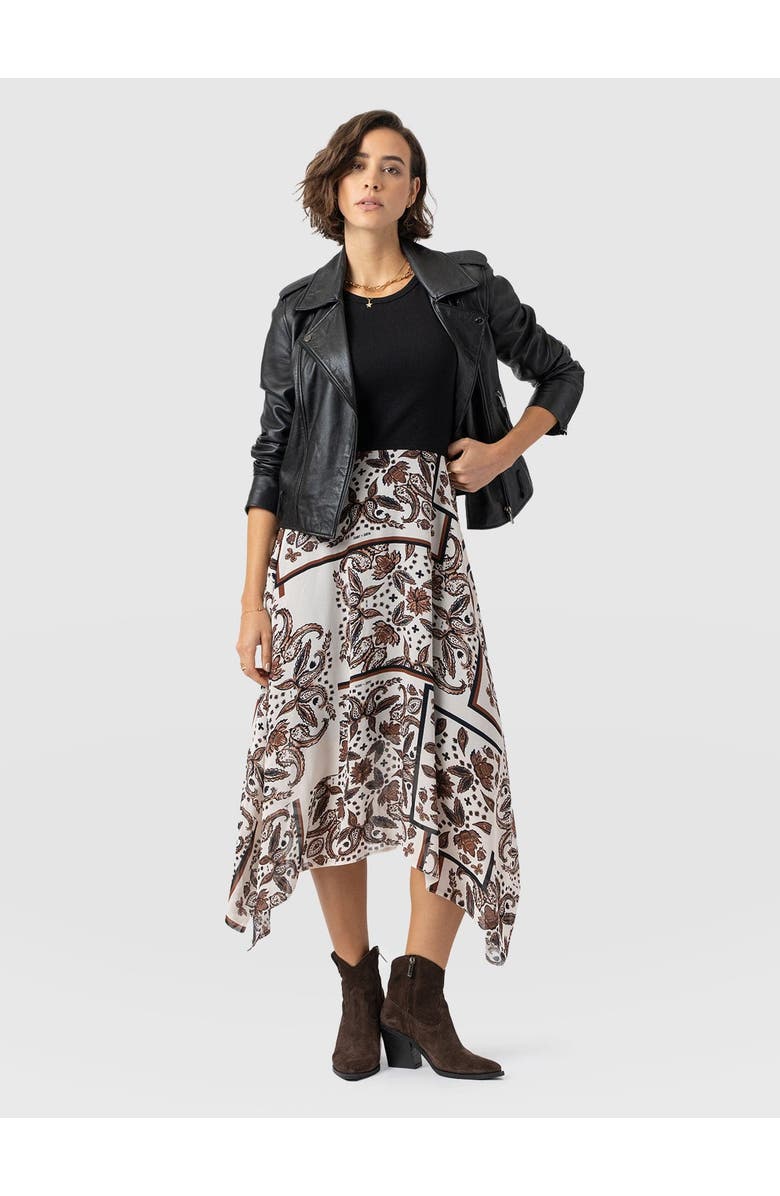 Saint + Sofia Lila Hanky Hem Dress, Alternate, color, Cream Paisley