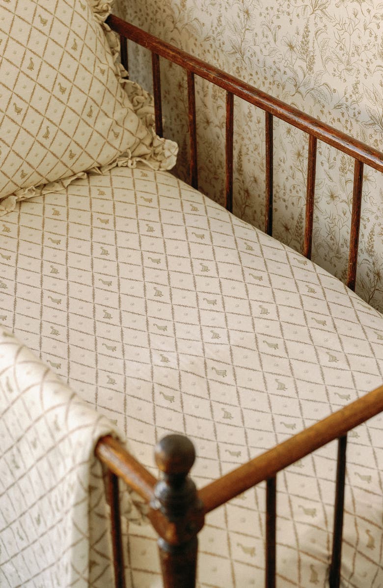 Oilo Print Organic Cotton Crib Sheet, Alternate, color, Eggshell