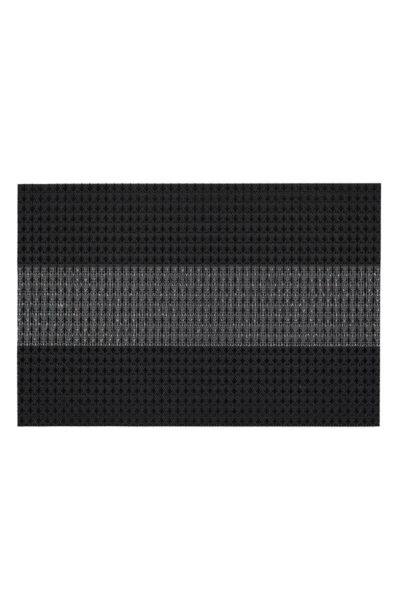 DAINTY HOME Set of 6 Vinyl Placemats, Main, color, Center Stripe Sparkles Black