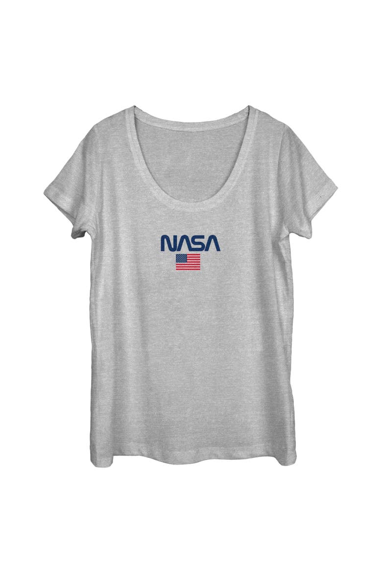 Womens NASA Americana Logo Flag T Shirt, Main, color, Athletic Heather