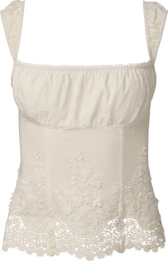Lace Wide Strap Ruched Cup Corset Top